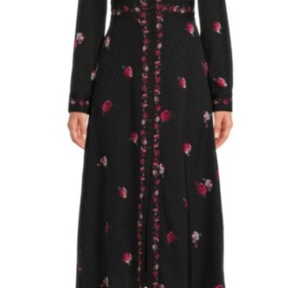 Pinko Black and Red Floral Long Sleeve Dress